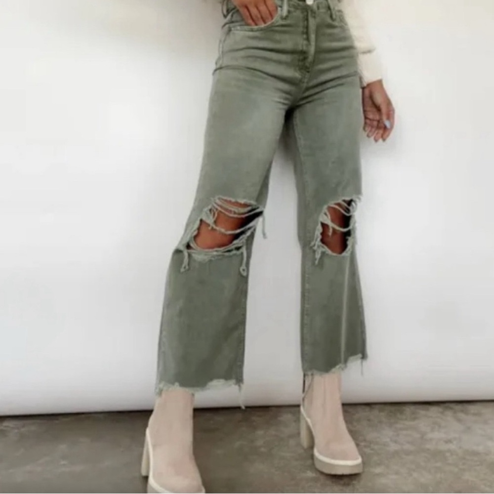 Vervet high rise cropped olive
